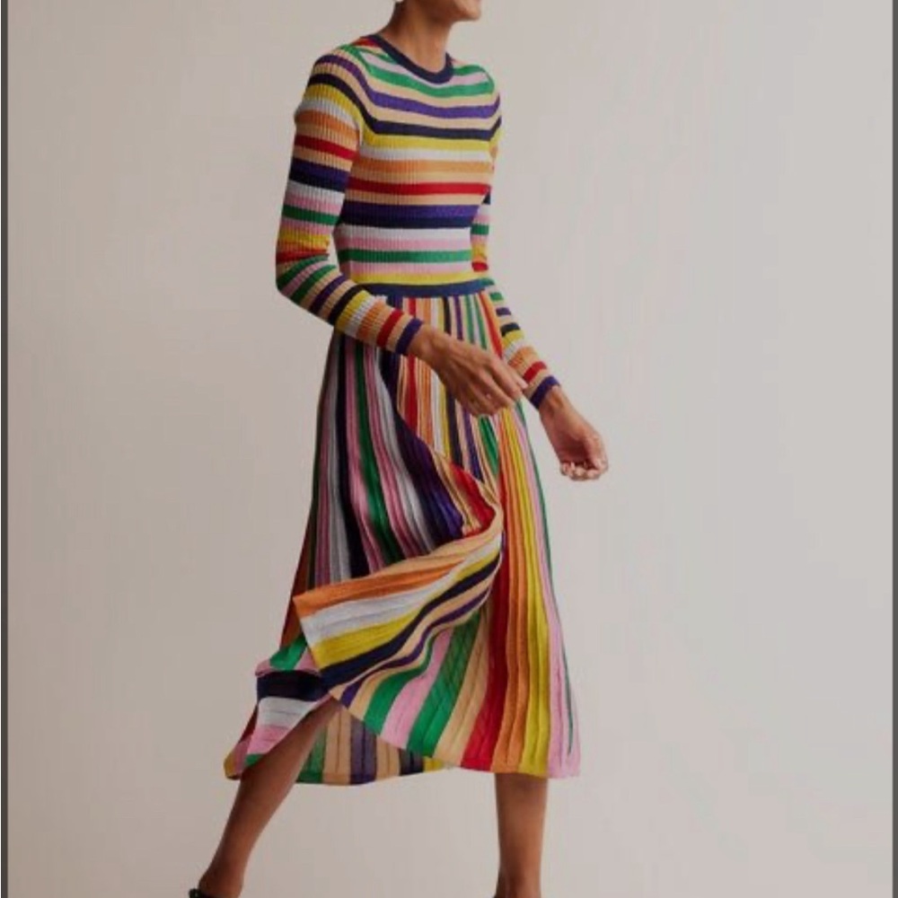 Boden metallic striped midi dress